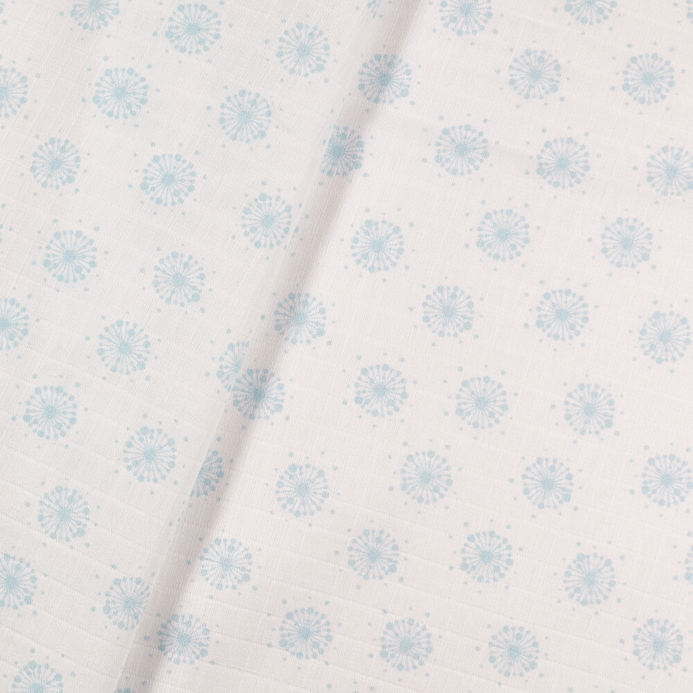 Fabric IC008 Muslin 100% Cotton Fabric White / Blue Dandelion Softened