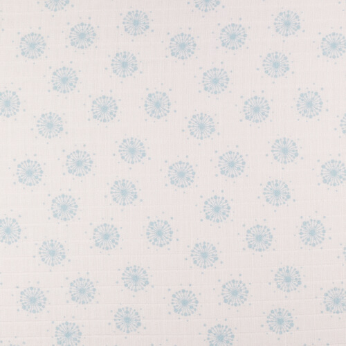 IC008 Muslin 100% Cotton Fabric White / Blue Dandelion Softened