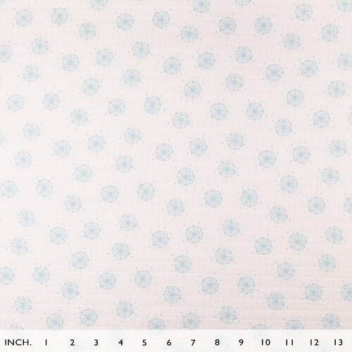 IC008 Muslin 100% Cotton Fabric White / Blue Dandelion Softened