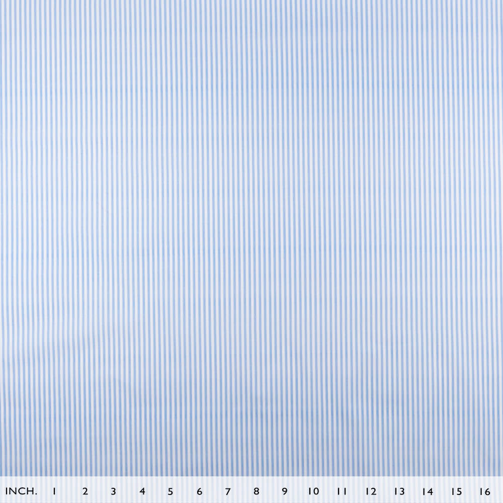 IC005 Percale 100% Cotton Fabric White / Blue Stripes Softened