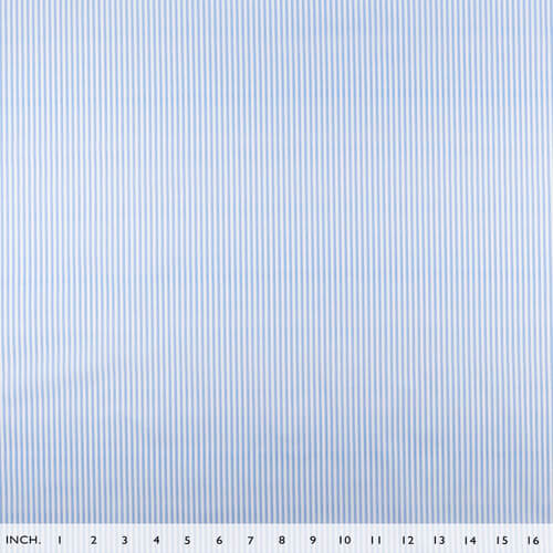 IC005 Percale 100% Cotton Fabric White / Blue Stripes Softened