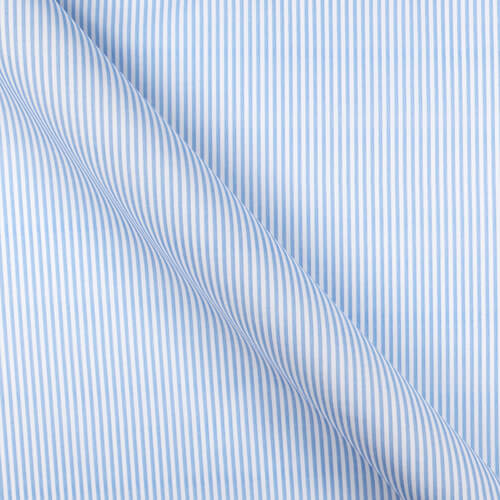 IC005 Percale 100% Cotton Fabric White / Blue Stripes Softened