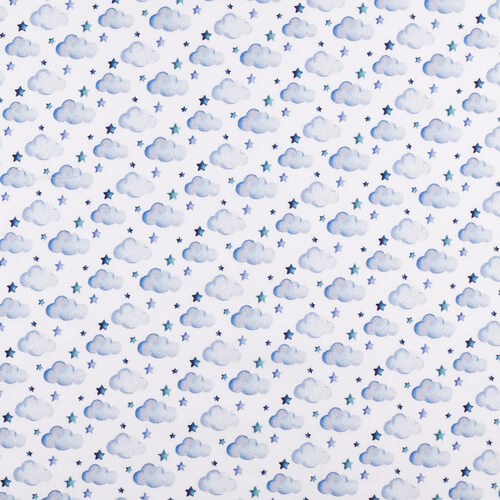 IC005 Percale White / Blue Clouds 100% Cotton Wholesale Fabric by the Bolt