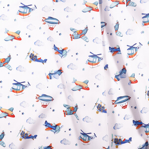 IC005  Airplanes  WHITE / MLT  Softened - 100% Cotton - Light (3.6 oz/yd<sup>2</sup>)