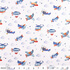 IC005 Percale White / Mlt Airplanes 100% Cotton Discount Fabric