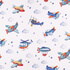 IC005 Percale White / Mlt Airplanes 100% Cotton Discount Fabric