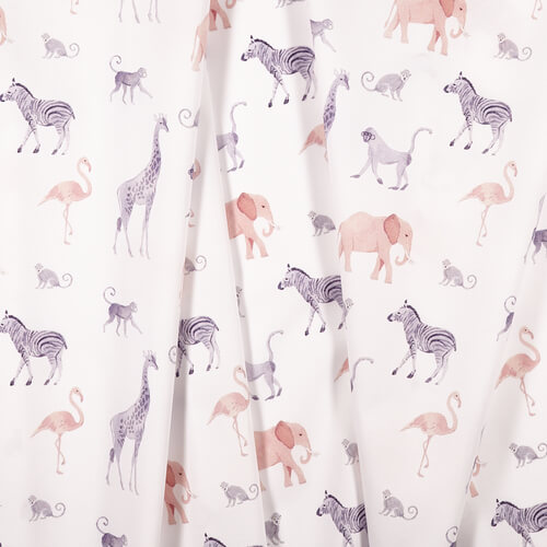 IC005 Percale White / Mlt Pink Gentle Safari 100% Cotton Wholesale Fabric by the Bolt