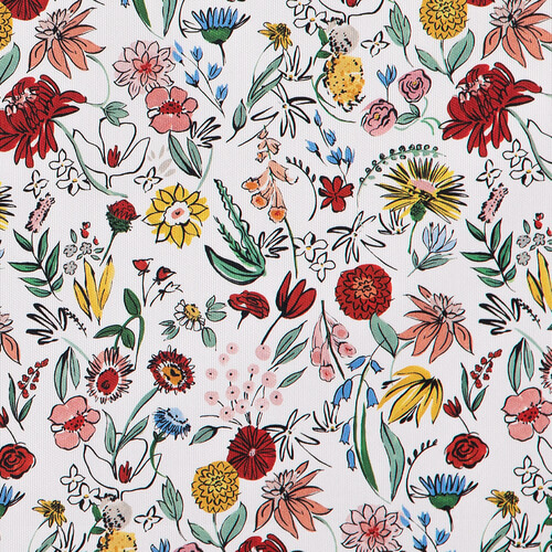 IC023 Faille White / Mlt Pablo Flowers 100% Cotton Wholesale Fabric by the Bolt