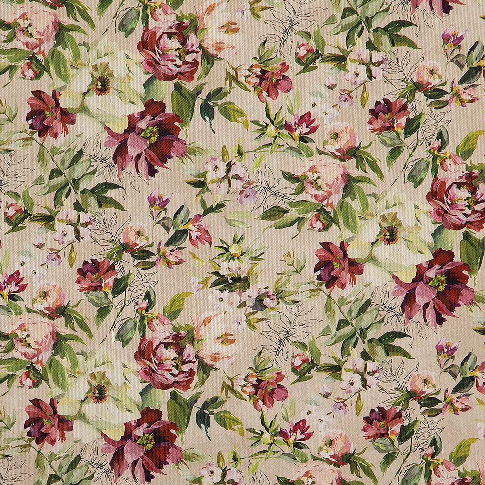 IC023 Faille Parchment / Mlt Simona 100% Cotton Fabric