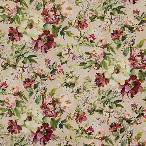 IC023 Faille Parchment / Mlt Simona 100% Cotton Wholesale Fabric by the Bolt