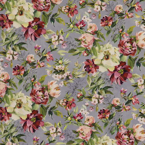 IC023 Faille Grey Cloud / Mlt Simona 100% Cotton Wholesale Fabric by the Bolt