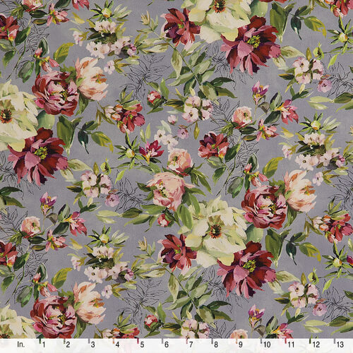 IC023 Faille 100% Cotton Fabric Grey Cloud / Mlt Simona Softened