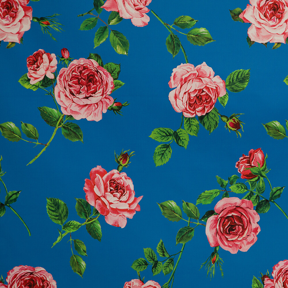 IC023 Faille Palace Blue / Mlt Donna Rosa 100% Cotton Fabric