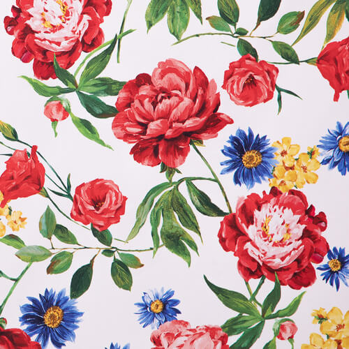 IC023 Faille White / Mlt Stephanie 100% Cotton Wholesale Fabric by the Bolt