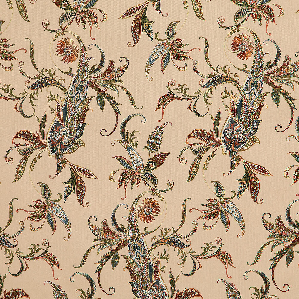 IC023 Faille Vanila Cream / Mlt Paisley Serge 100% Cotton Fabric