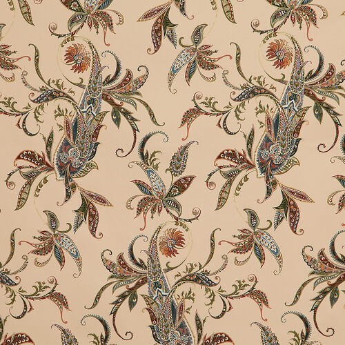 IC023 Faille Vanila Cream / Mlt Paisley Serge 100% Cotton Wholesale Fabric by the Bolt