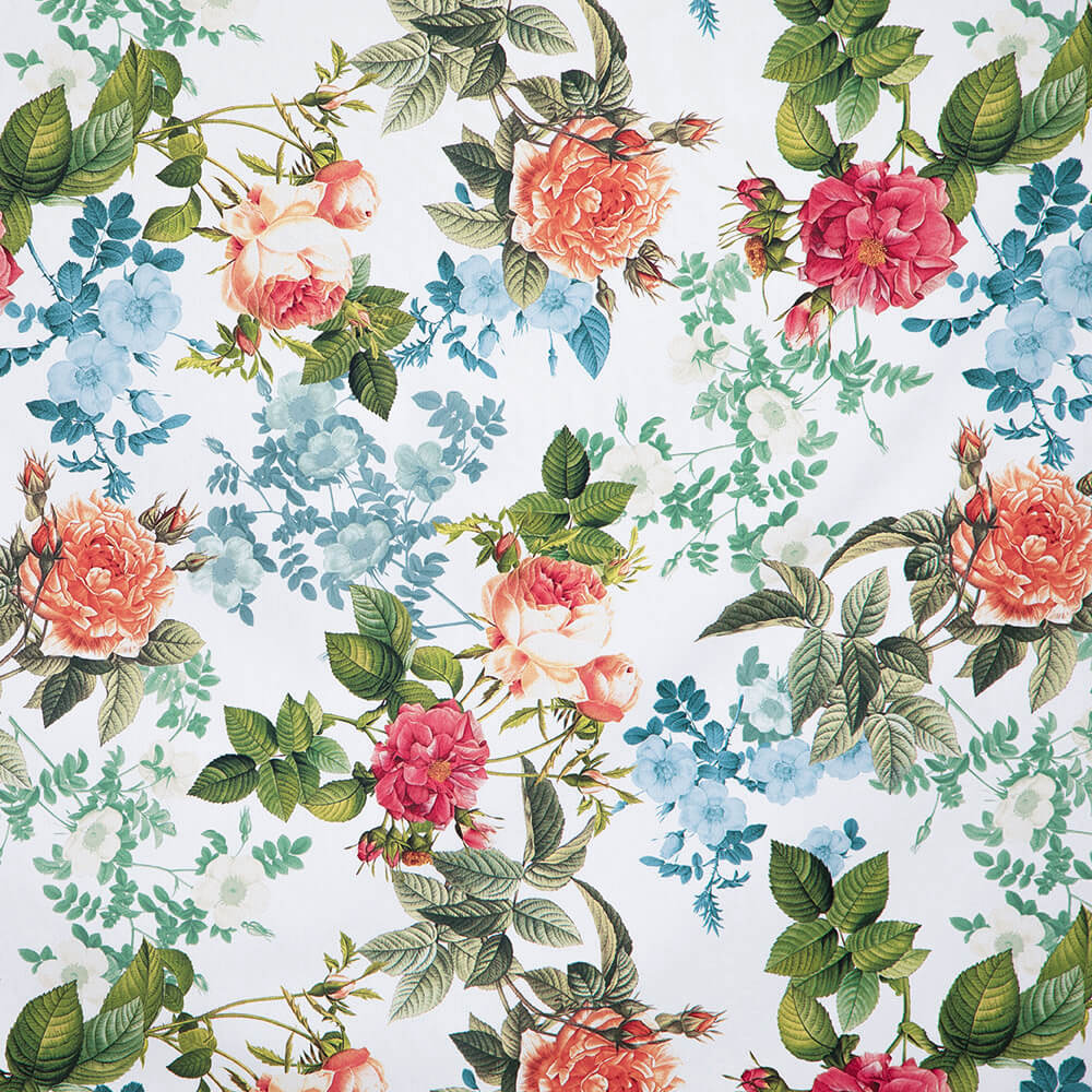 IC023 Faille White / Mlt Elisabeth 100% Cotton Fabric