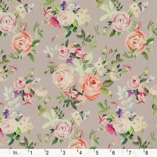 IC023 Faille 100% Cotton Fabric Ashes Grey / Mlt Margaret Softened