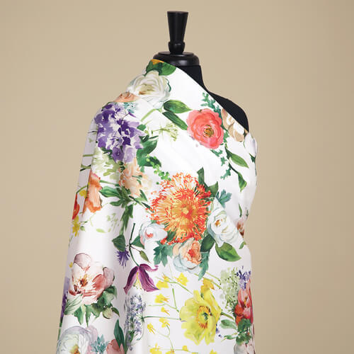 IC023 Faille 100% Cotton Fabric White / Mlt  Artemina Softened