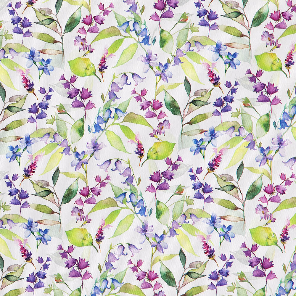 IC023 Faille White / Mlt Blue Bell 100% Cotton Fabric