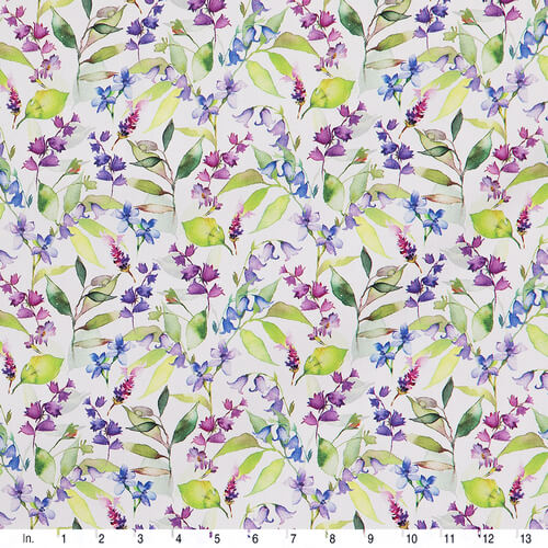 IC023 Faille 100% Cotton Fabric White / Mlt Blue Bell Softened