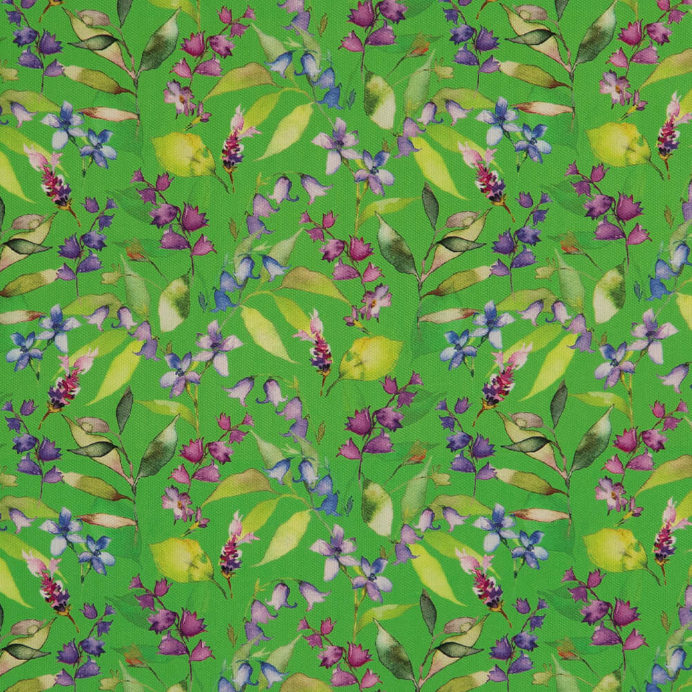 IC023 Faille Vibrant Green / Mlt Blue Bell 100% Cotton Fabric