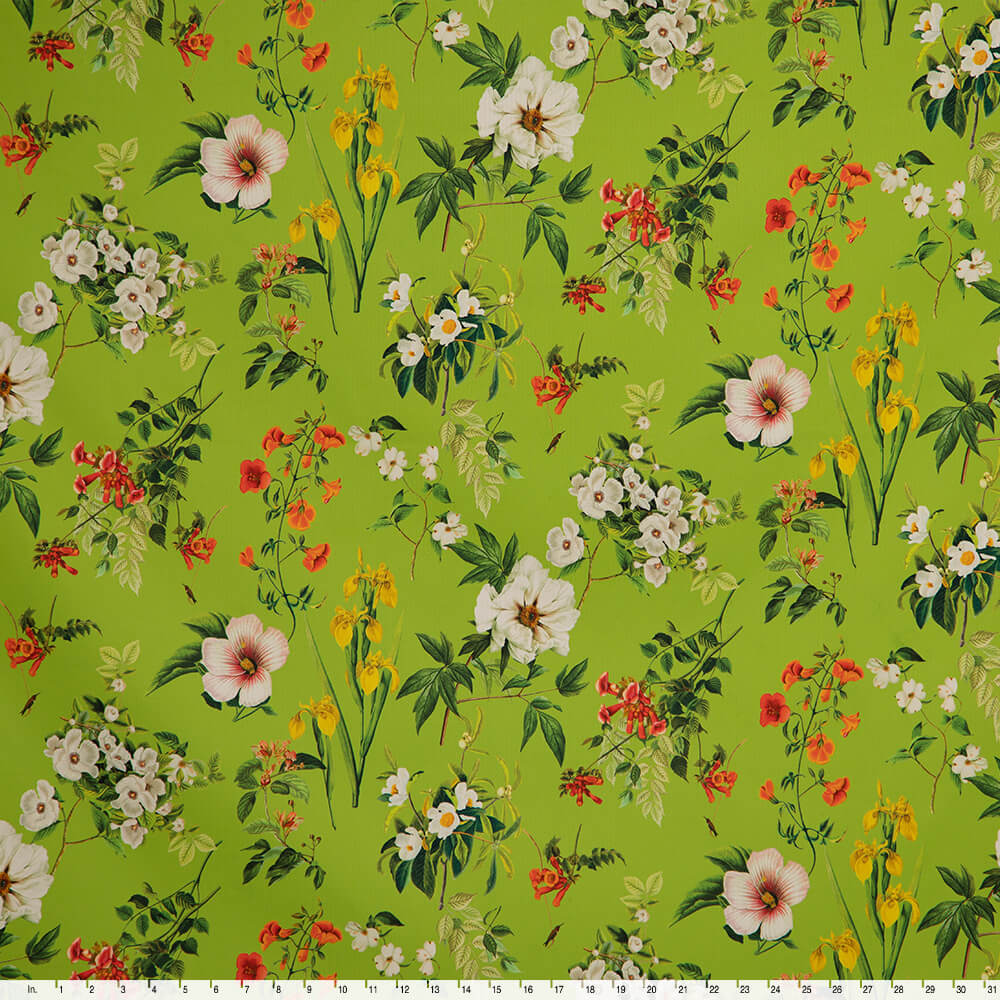 IC023 Faille 100% Cotton Fabric Green Apple / Mlt Francesca Softened