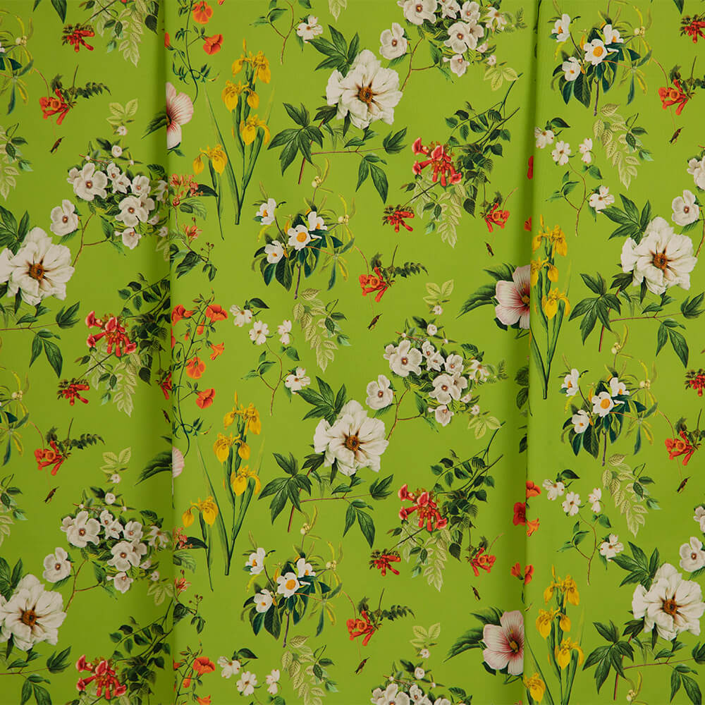IC023 Faille 100% Cotton Fabric Green Apple / Mlt Francesca Softened