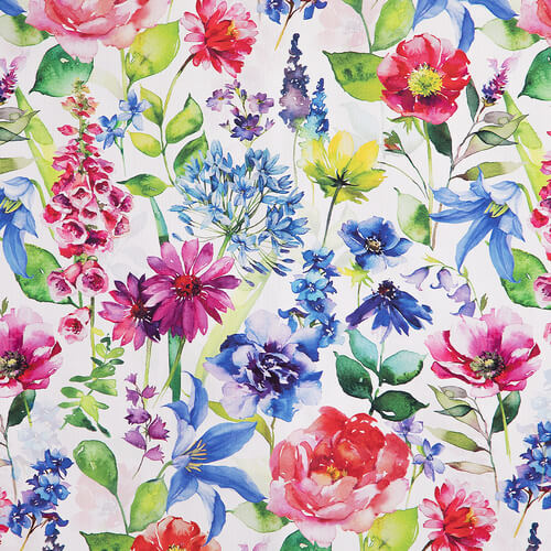 IC023 Faille White / Mlt Catherine 100% Cotton Wholesale Fabric by the Bolt