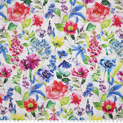 IC023 Faille 100% Cotton Fabric White / Mlt Catherine Softened