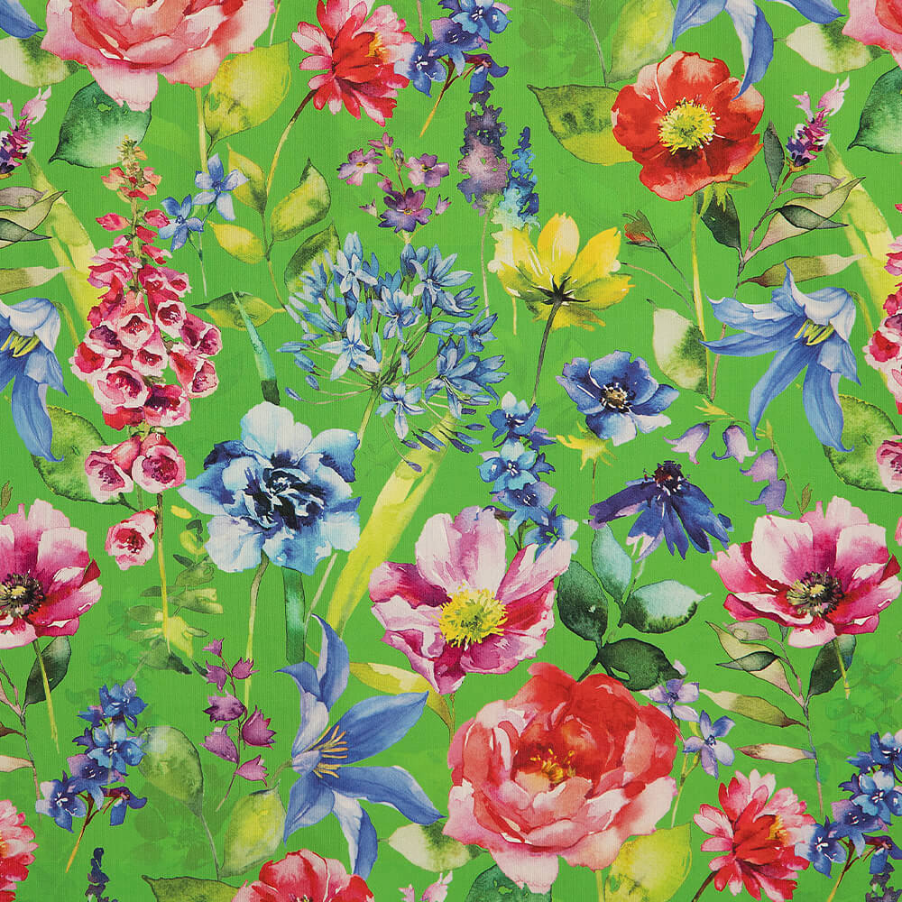 IC023 Faille Vibrant Green / Mlt Catherine 100% Cotton Fabric