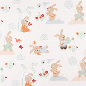 IC008 - Rabbits in Garden WHITE / MLT Softened