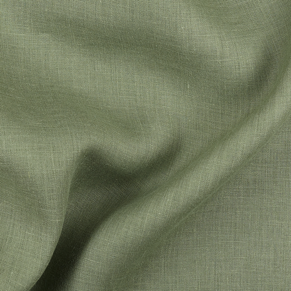 Fabric IL020 100% Linen fabric HEDGE GREEN Softened