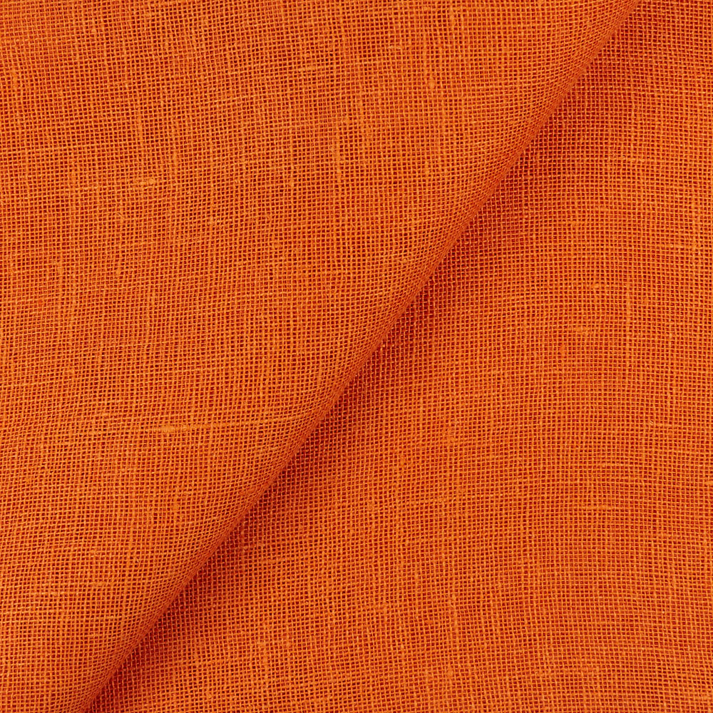 Fabric IL041 Open Weave 100 Linen Fabric Tangerine Softened