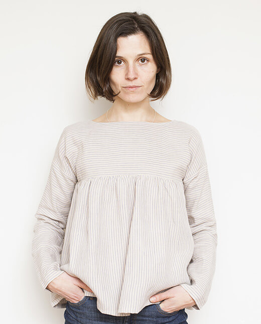 Striped Linen Gathered Blouse Pattern second